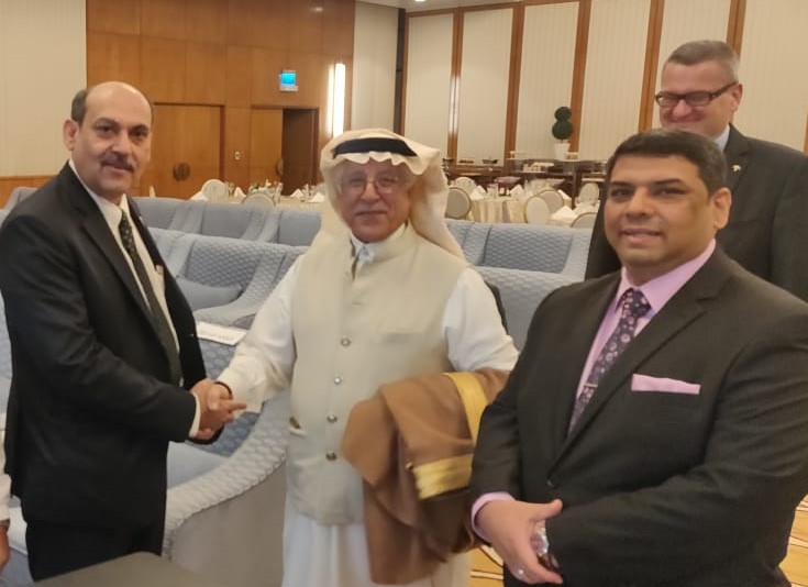 His Excellency Dr. Ausaf Sayeed, Ambassador of India to KSA and His Excellency Dr. Pradeep Singh Rajpurohit, Deputy Chief of Mission India to KSA in a high-level meeting with Sh. Kamendra Kumar, Director (Technical) TCIL, organised by NTT and the World Business Group in the Kingdom of Saudi Arabia on 16th December 2019.